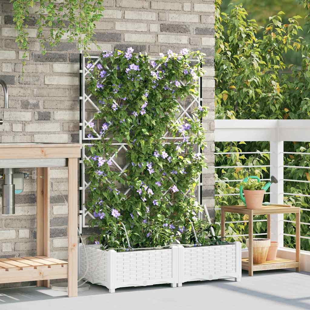 Tuin Bloempot 2 pcs Wit Kunststof is nu te koop bij PeponiXL, paradijselijk wonen!