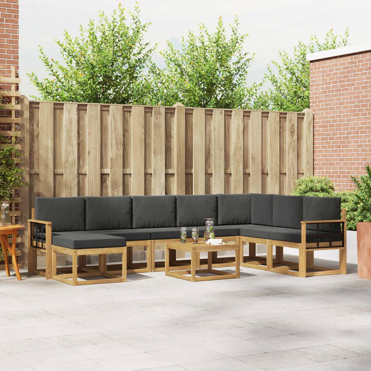 Buiten bankenset met kussen 9 pcs Wit en antracietkleurig is nu te koop bij PeponiXL, paradijselijk wonen!