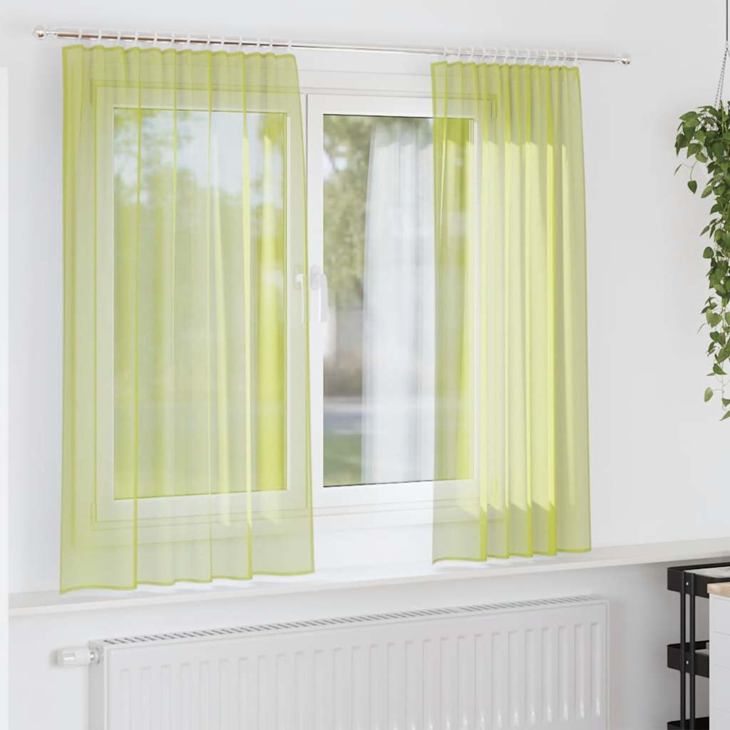 Gordijnen voile met roedezakken 2 st appelgroen is nu te koop bij PeponiXL, paradijselijk wonen!