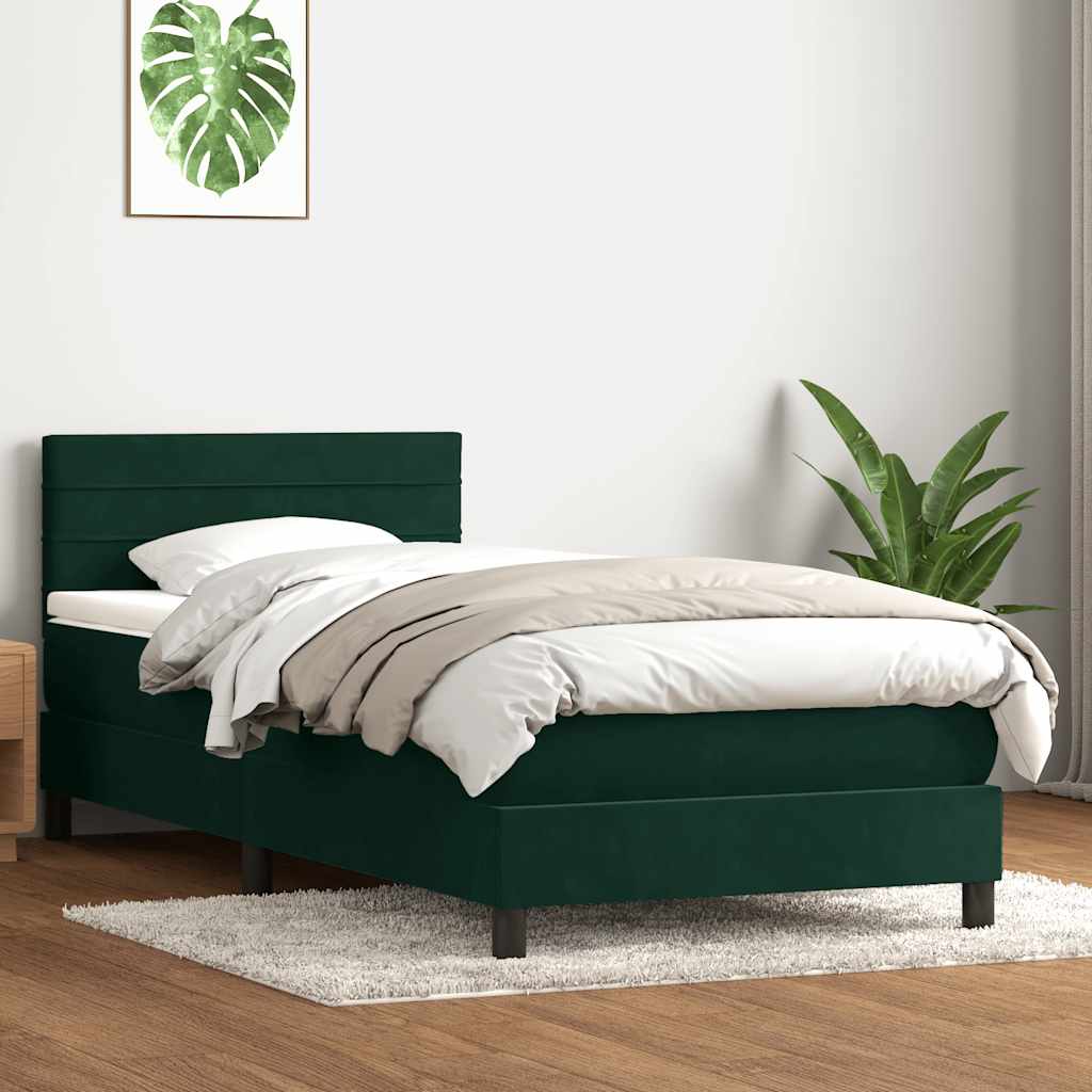 Boxspring met matras fluweel donkergroen 80x220 cm is nu te koop bij PeponiXL, paradijselijk wonen!