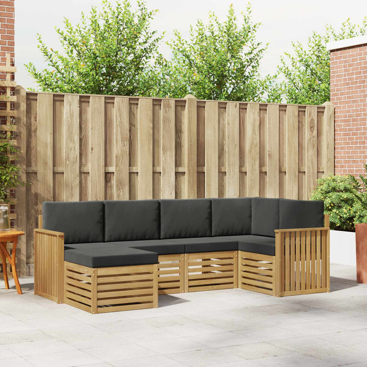 Buiten bankenset 6 pcs Wit en antracietkleurig Polyester is nu te koop bij PeponiXL, paradijselijk wonen!
