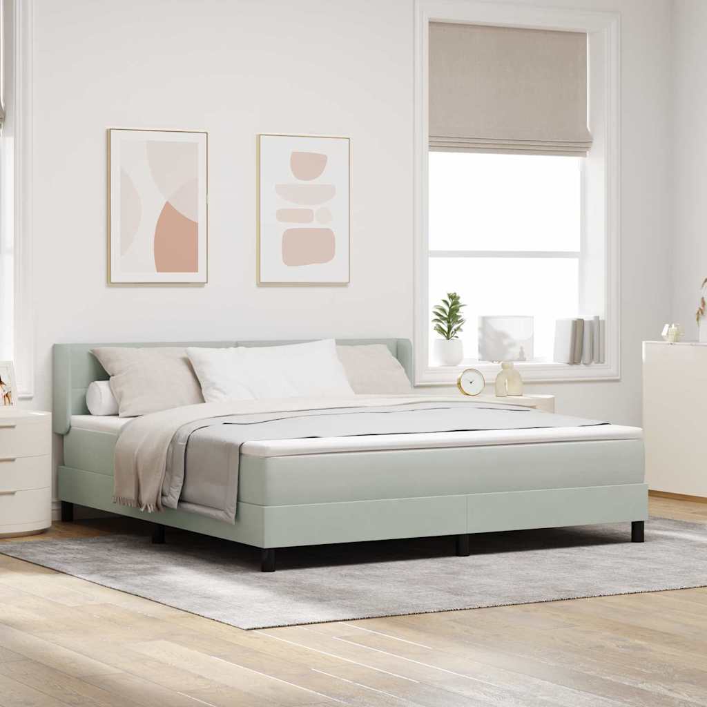 Boxspringbed met hoofdeinde Lichtgrijs 200 x 180 cm Fluweel is nu te koop bij PeponiXL, paradijselijk wonen!