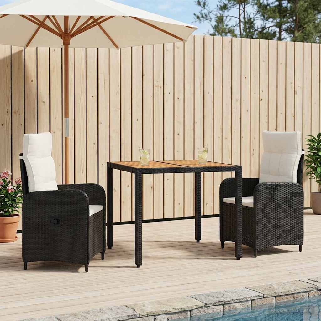 Buiten eettafelset 3 st Zwart en Cream Wit is nu te koop bij PeponiXL, paradijselijk wonen!