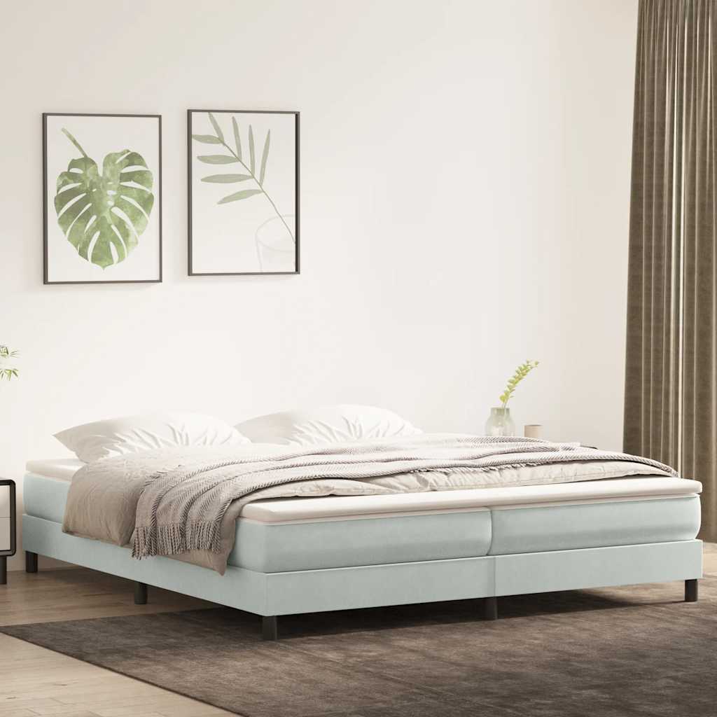 Boxspring zonder matras fluweel lichtgrijs 200x220 cm is nu te koop bij PeponiXL, paradijselijk wonen!