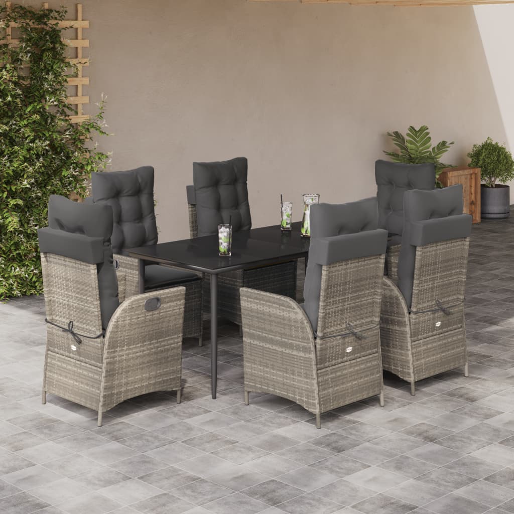 7-delige Tuinset met kussens poly rattan grijs is nu te koop bij PeponiXL, paradijselijk wonen!