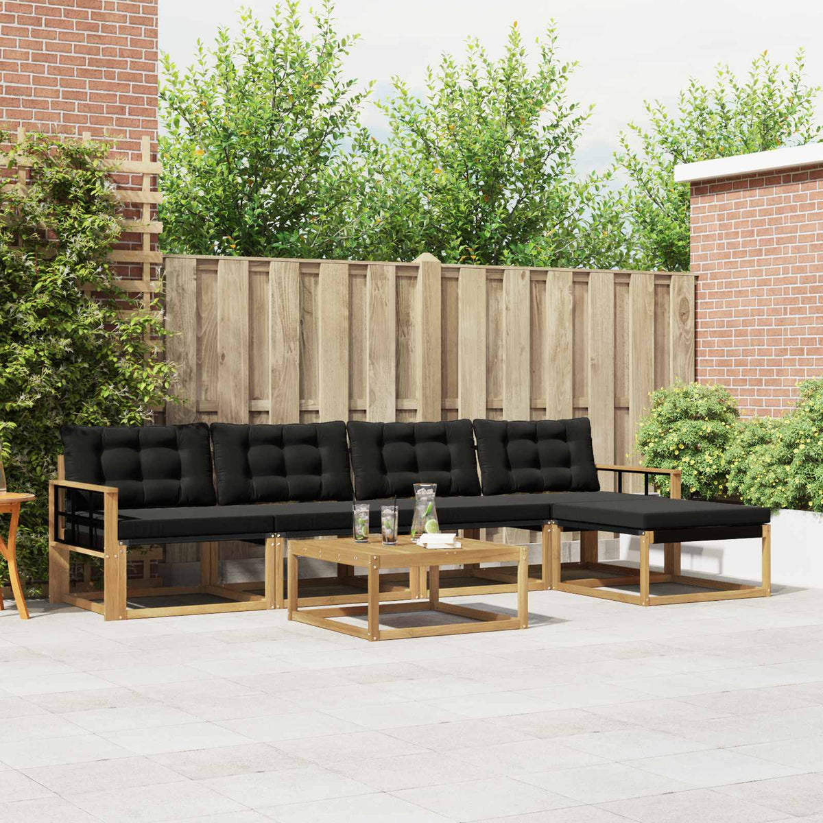 Buiten bankenset 6 pcs Wit en zwart is nu te koop bij PeponiXL, paradijselijk wonen!