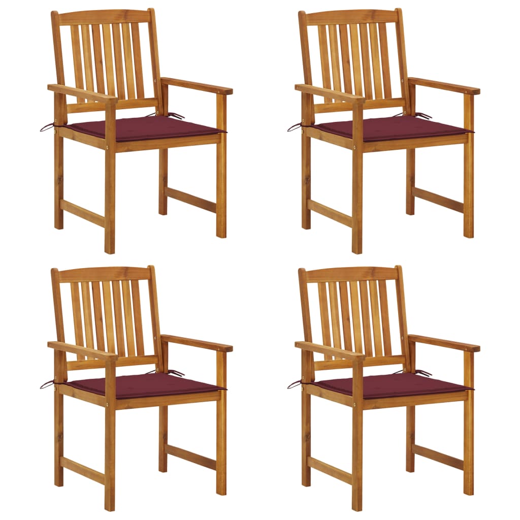 Tuinstoelen 4 st met kussens massief acaciahout is nu te koop bij PeponiXL, paradijselijk wonen!