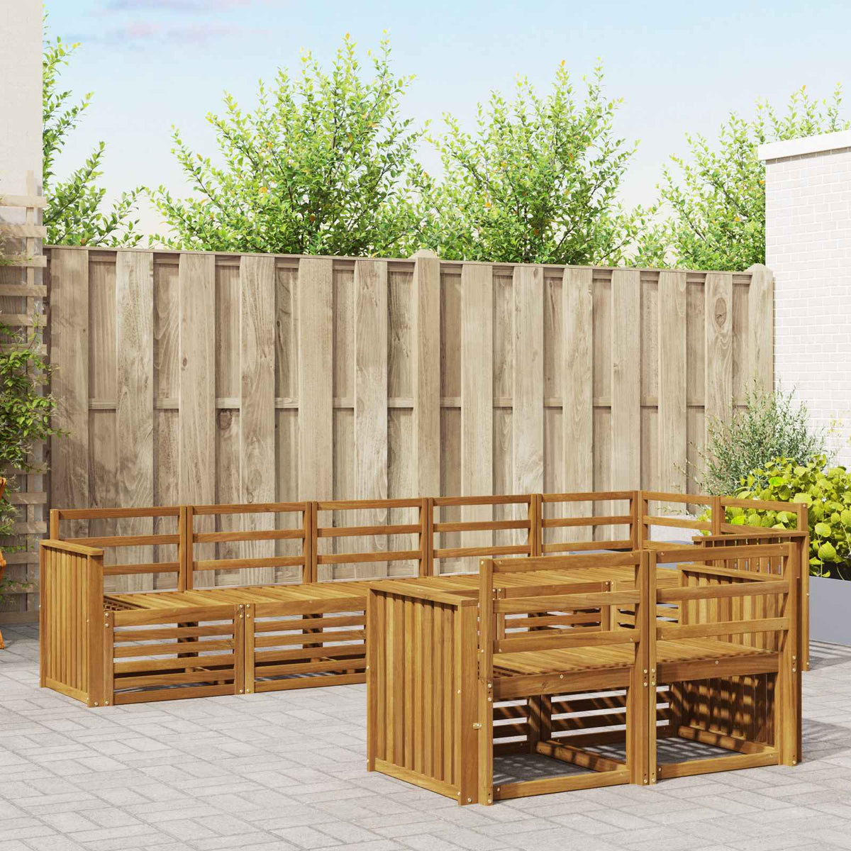 Sofa-Sets 8 pcs Naturel Massief Acaciahout is nu te koop bij PeponiXL, paradijselijk wonen!