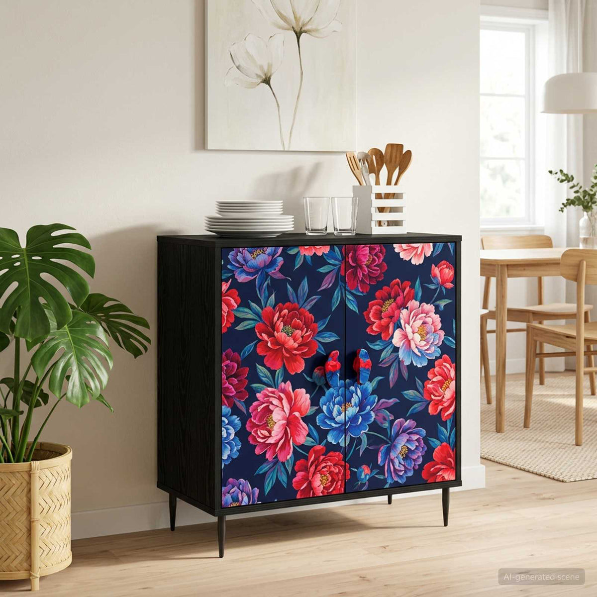 Ladekast HEESCH Kleurblokprint 66 x 36,5 x 76 cm Bewerkt hout is nu te koop bij PeponiXL, paradijselijk wonen!