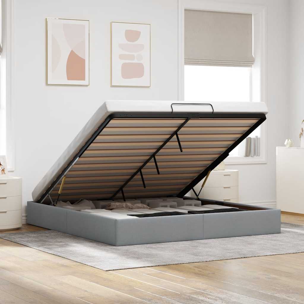 Bedframe zonder matras 200x200 cm stof lichtgrijs is nu te koop bij PeponiXL, paradijselijk wonen!