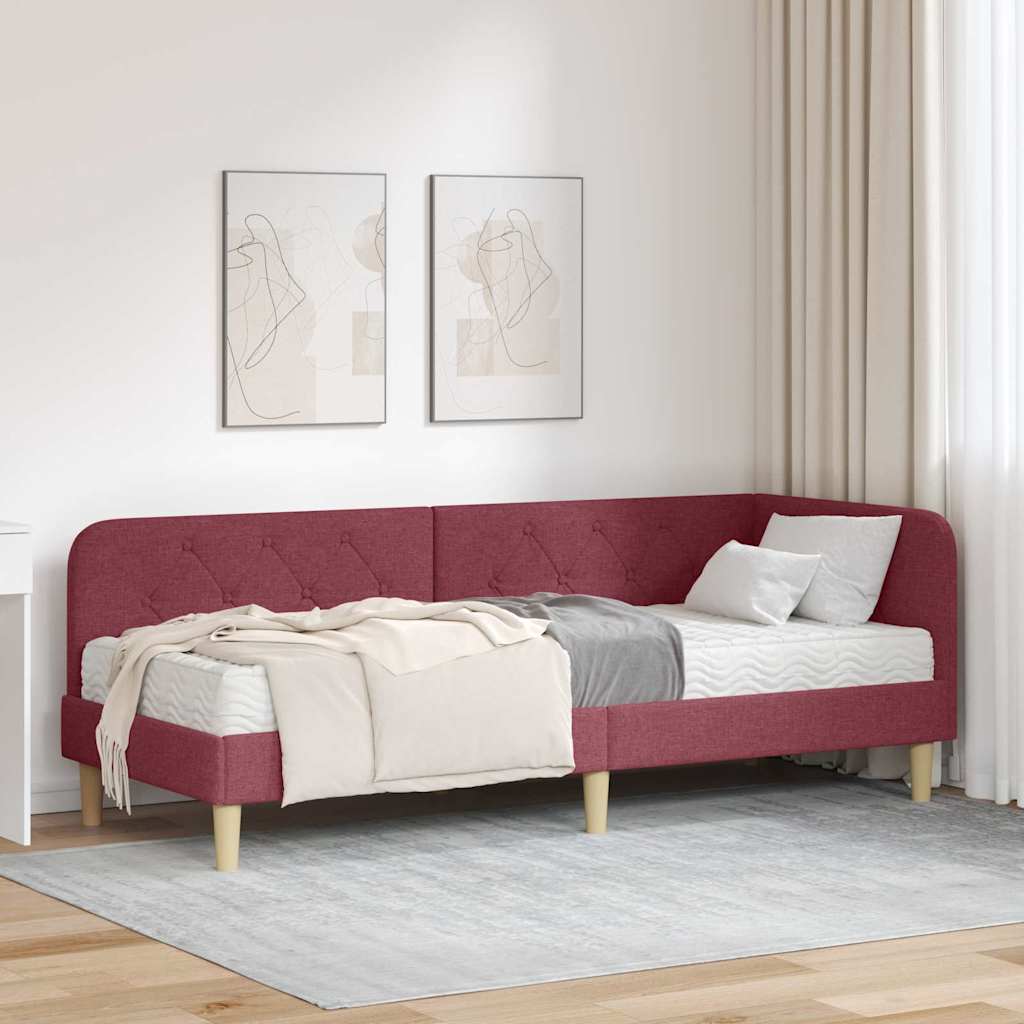 Hoekbedframe Wijnrood 80 x 200 cm Stof is nu te koop bij PeponiXL, paradijselijk wonen!