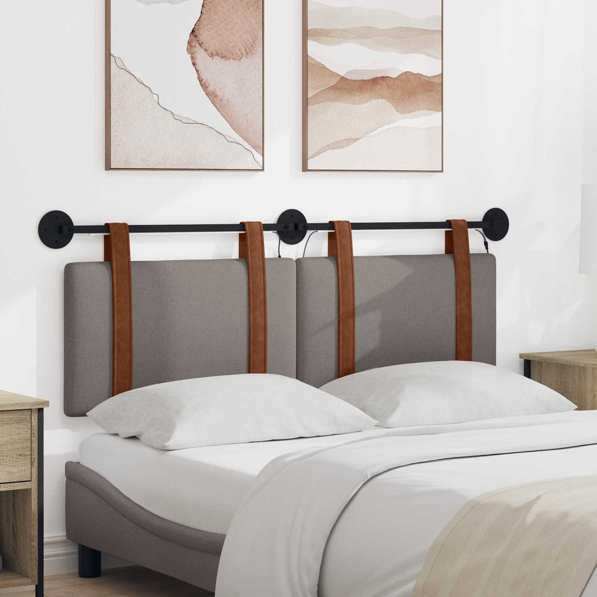 Hangend hoofdbord Met LED-verlichting Taupe Antiek PU is nu te koop bij PeponiXL, paradijselijk wonen!