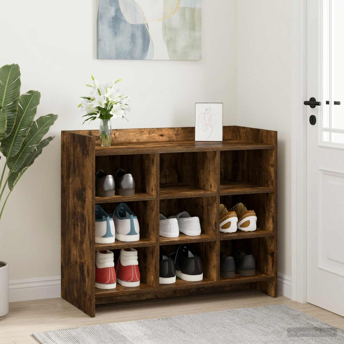 Schoenenkast Gerookt eiken 85 x 39,5 x 70 cm Bewerkt hout is nu te koop bij PeponiXL, paradijselijk wonen!