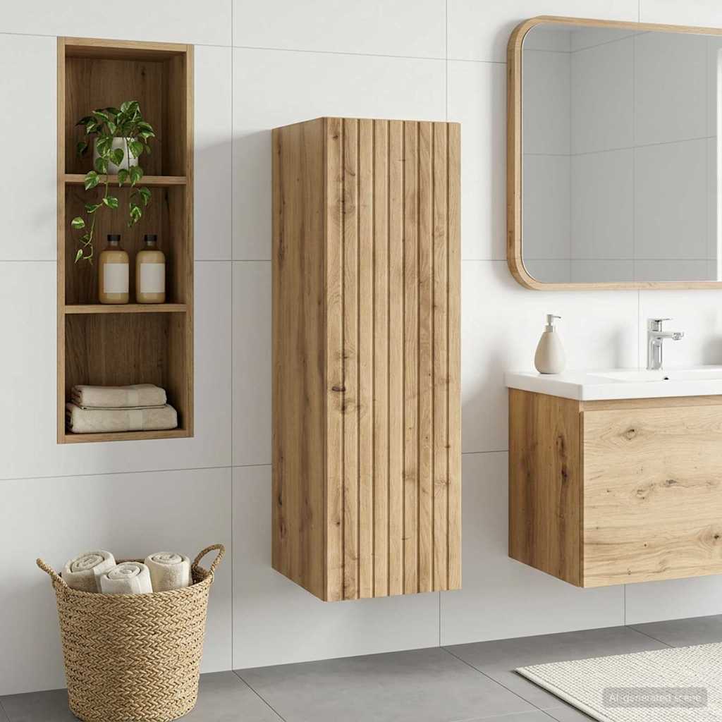 Wand Gemonteerde Badkamerkast Artisanaal eiken is nu te koop bij PeponiXL, paradijselijk wonen!