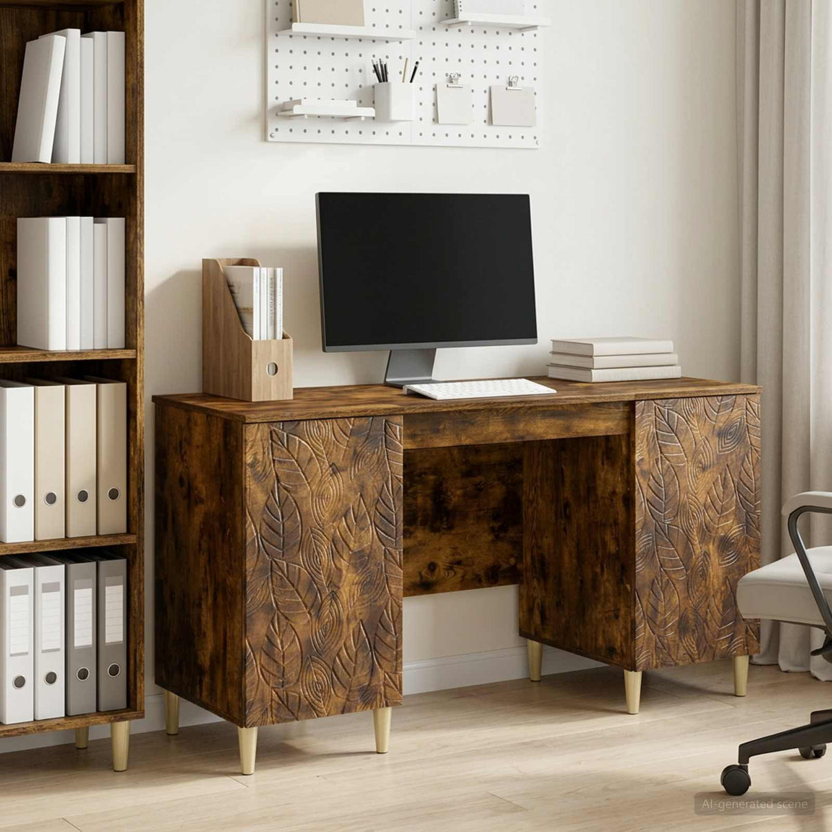 Bureau Gerookt eiken Bewerkt hout 142,5 x 50 x 75 cm is nu te koop bij PeponiXL, paradijselijk wonen!
