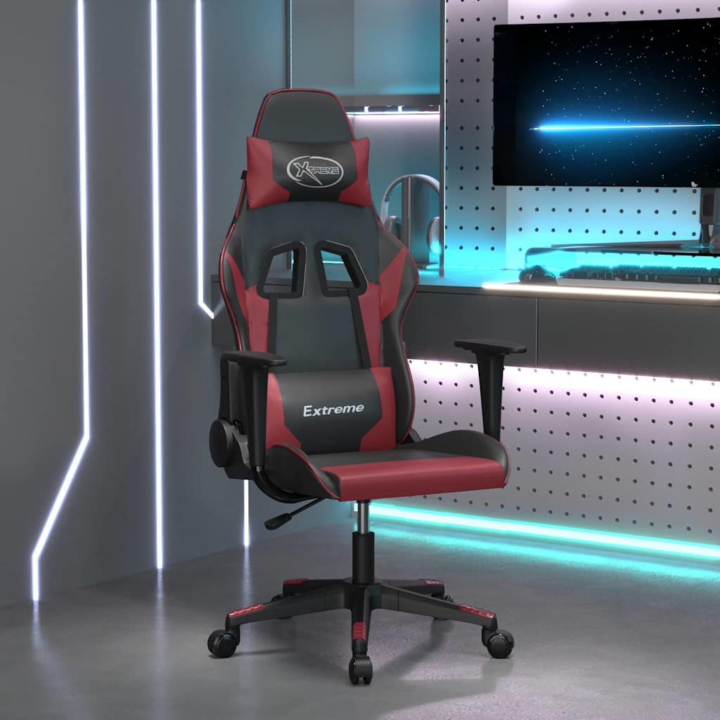 Gamestoel kunstleer zwart en wijnrood is nu te koop bij PeponiXL, paradijselijk wonen!