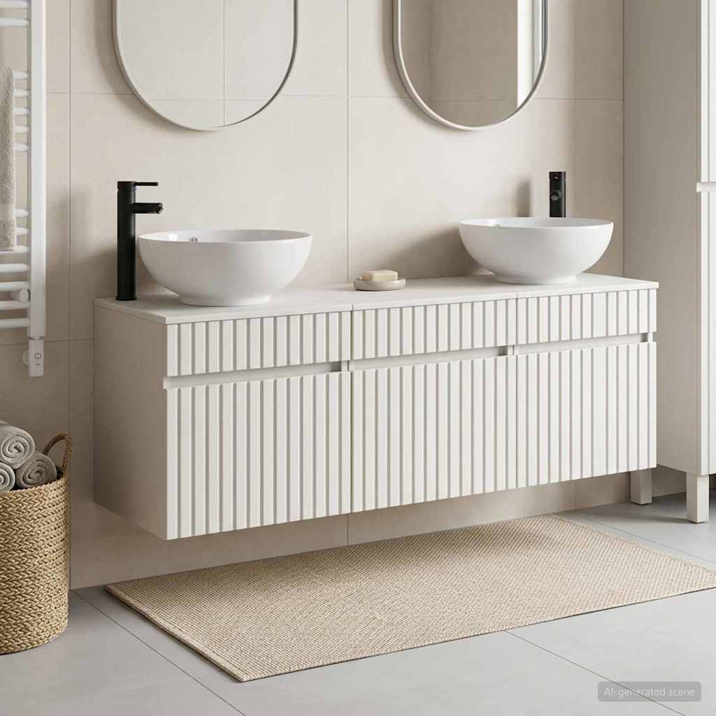 Badkamerkastenset 3 st Wit 49 x 44,5 x 66,5 cm Bewerkt hout is nu te koop bij PeponiXL, paradijselijk wonen!