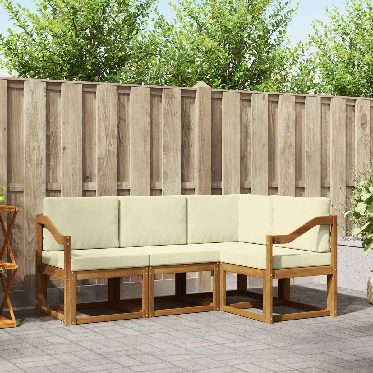 Buiten bankenset met kussen 4 pcs Natuurlijk en Crème is nu te koop bij PeponiXL, paradijselijk wonen!