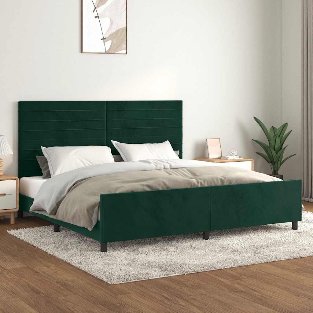 Bedframe zonder matras 200x200 cm fluweel donkergroen is nu te koop bij PeponiXL, paradijselijk wonen!