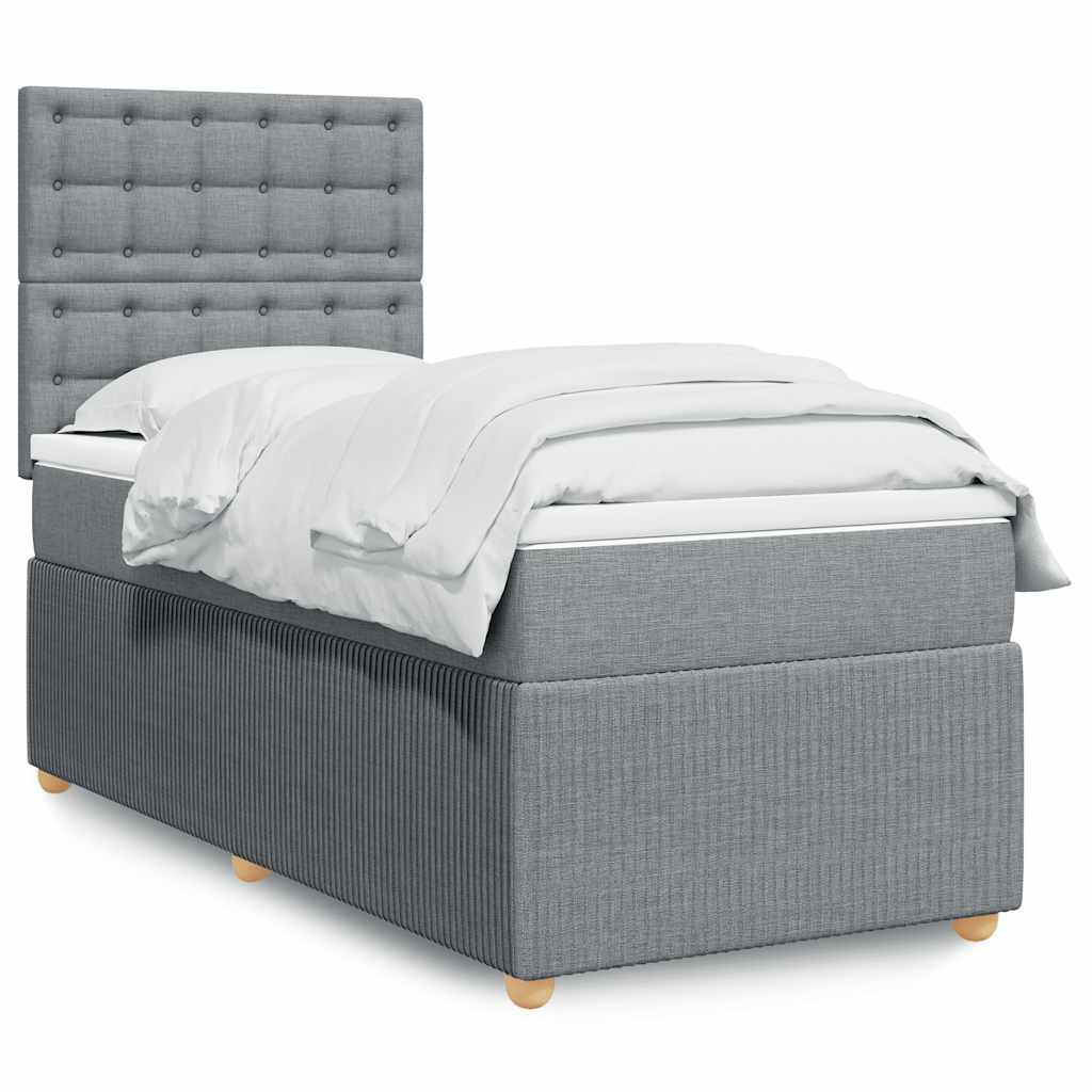 Boxspring met matras stof lichtgrijs 80x200 cm is nu te koop bij PeponiXL, paradijselijk wonen!