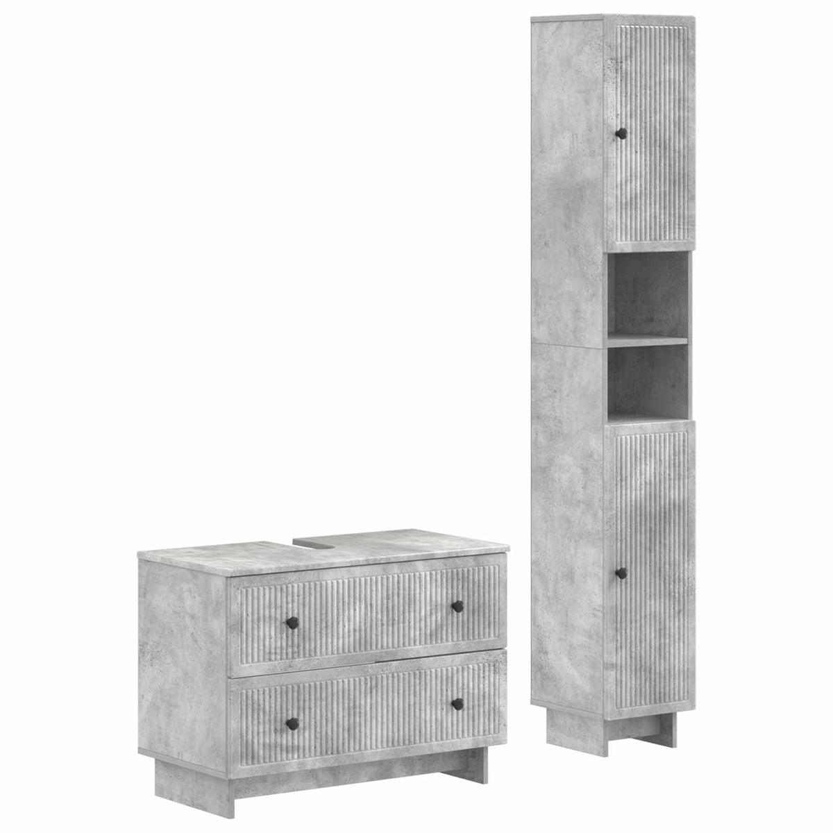 2-delige Badkamerkast Set EDE Betongrijs Bewerkt hout is nu te koop bij PeponiXL, paradijselijk wonen!