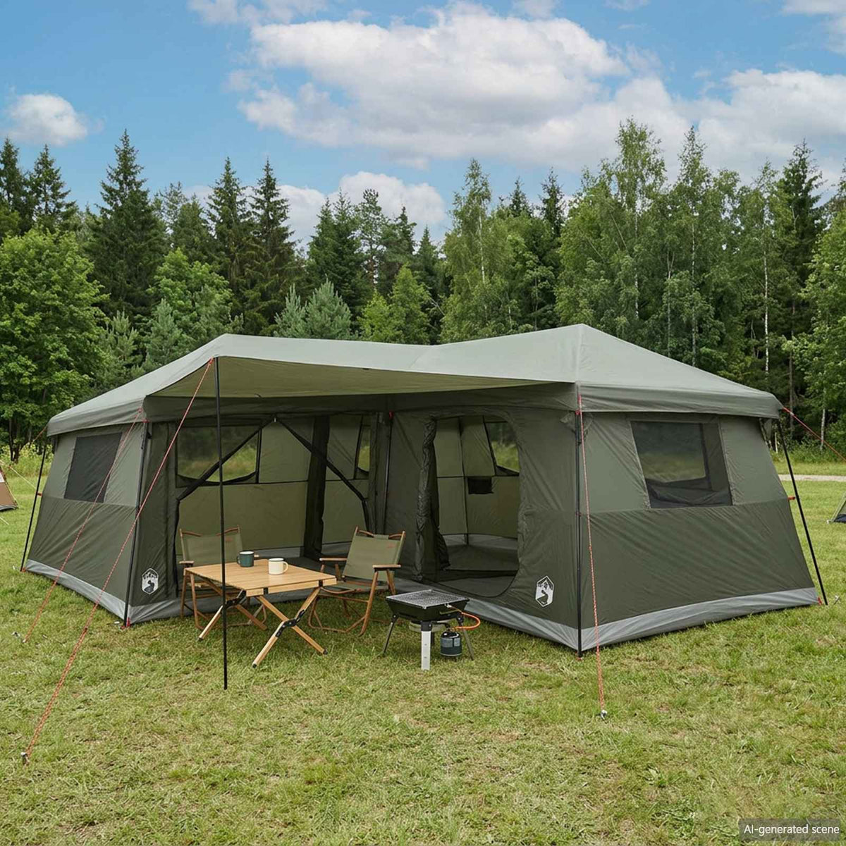 Familietent met regenhuif, waterafstotend 14-persoons is nu te koop bij PeponiXL, paradijselijk wonen!