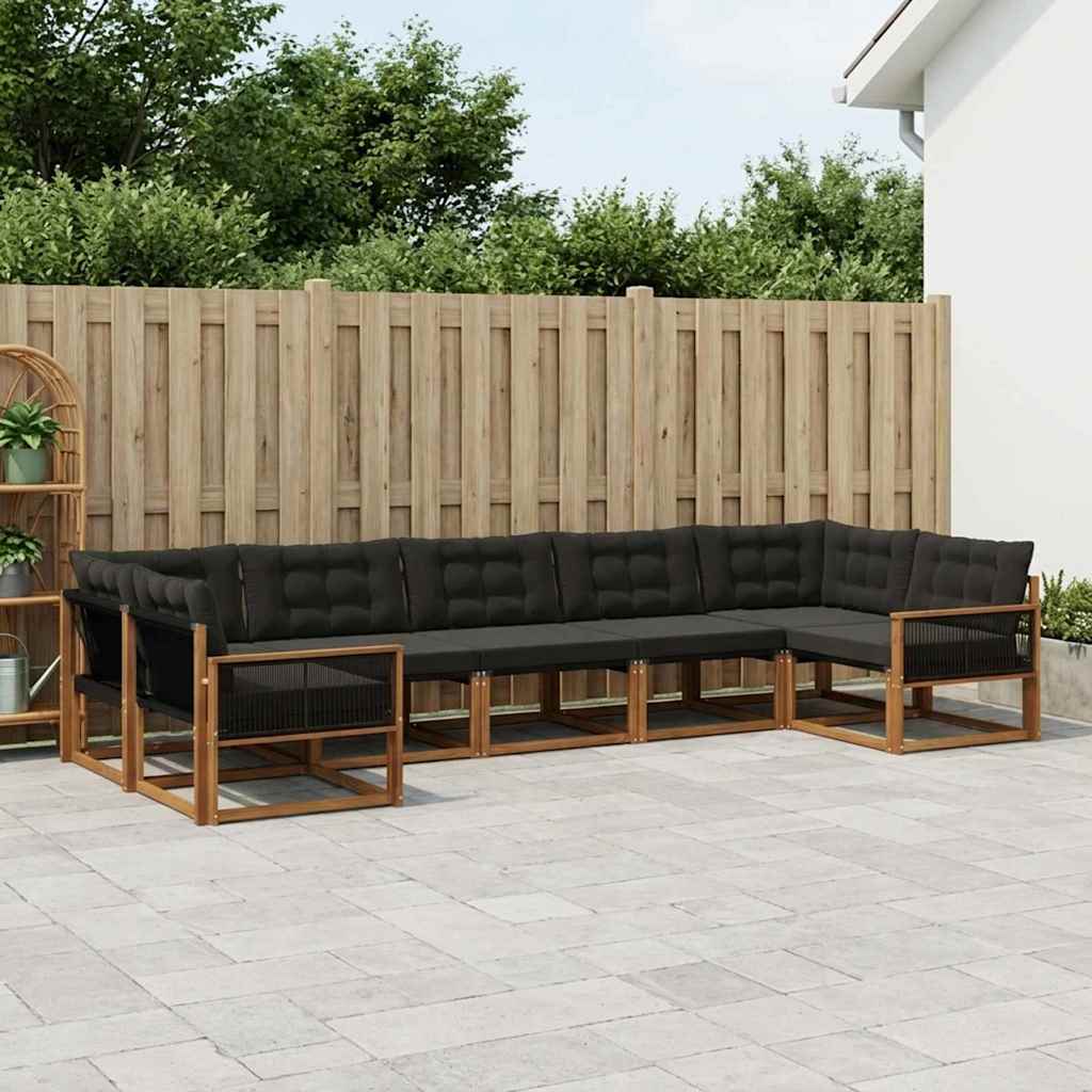 Buiten bankenset met kussen 7 pcs Naturel en Zwart is nu te koop bij PeponiXL, paradijselijk wonen!