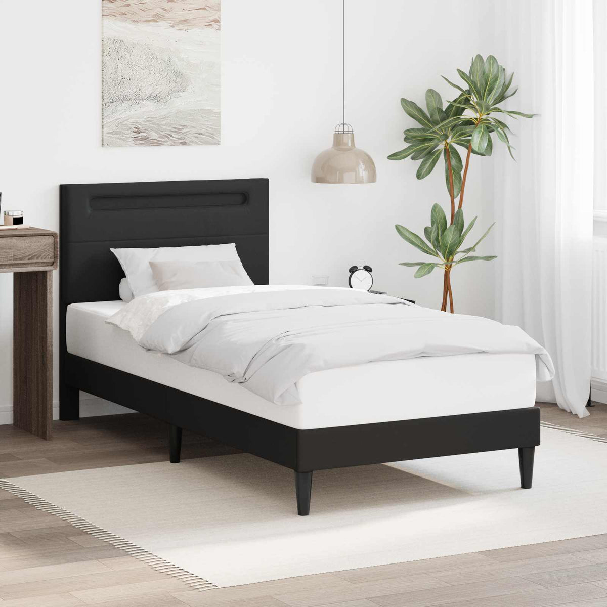 Bedframe Zwart 90 x 190 cm Kunstleer is nu te koop bij PeponiXL, paradijselijk wonen!