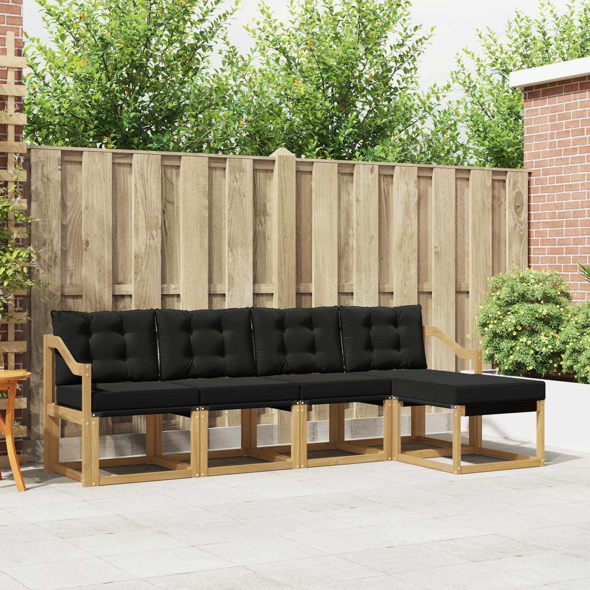 Buiten bankenset met kussen 5 pcs Wit en zwart is nu te koop bij PeponiXL, paradijselijk wonen!