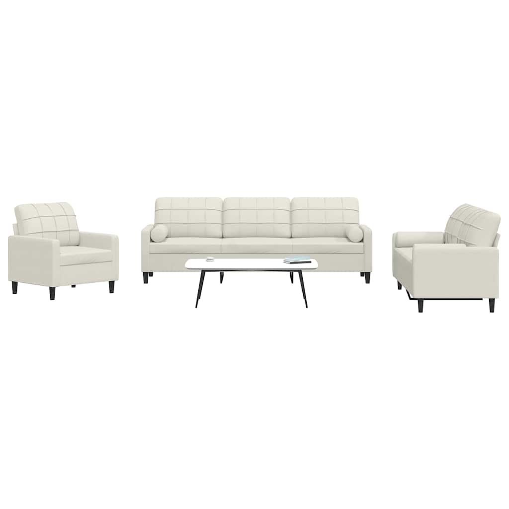 3-delige Loungeset met kussens en bolsters fluweel crèmekleurig is nu te koop bij PeponiXL, paradijselijk wonen!