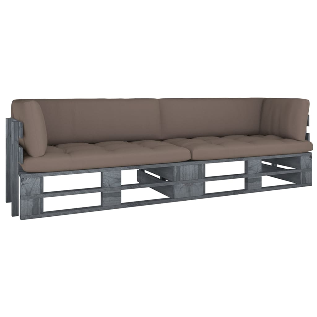 Tweezitsbank pallet met kussens grijs geïmpregneerd grenenhout is nu te koop bij PeponiXL, paradijselijk wonen!
