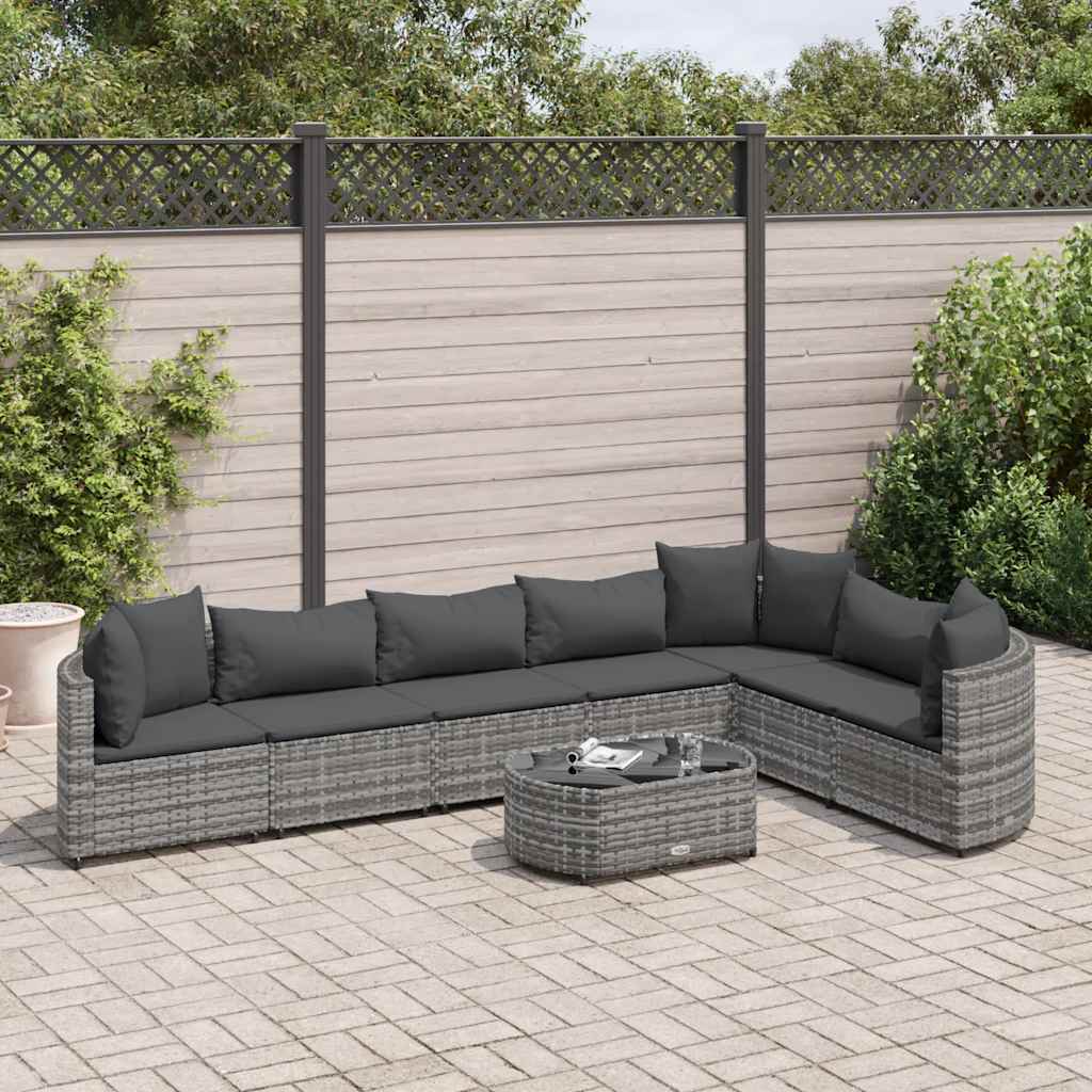 8-delige Loungeset met kussens poly rattan grijs is nu te koop bij PeponiXL, paradijselijk wonen!