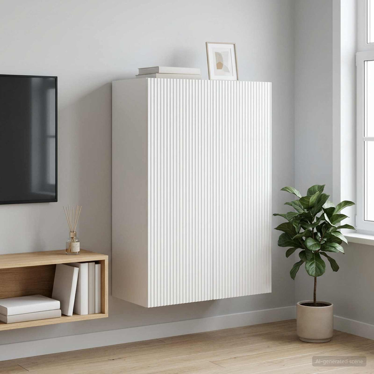 Wandkast Hoogglans Wit 66 x 34,5 x 90 cm Bewerkt hout is nu te koop bij PeponiXL, paradijselijk wonen!