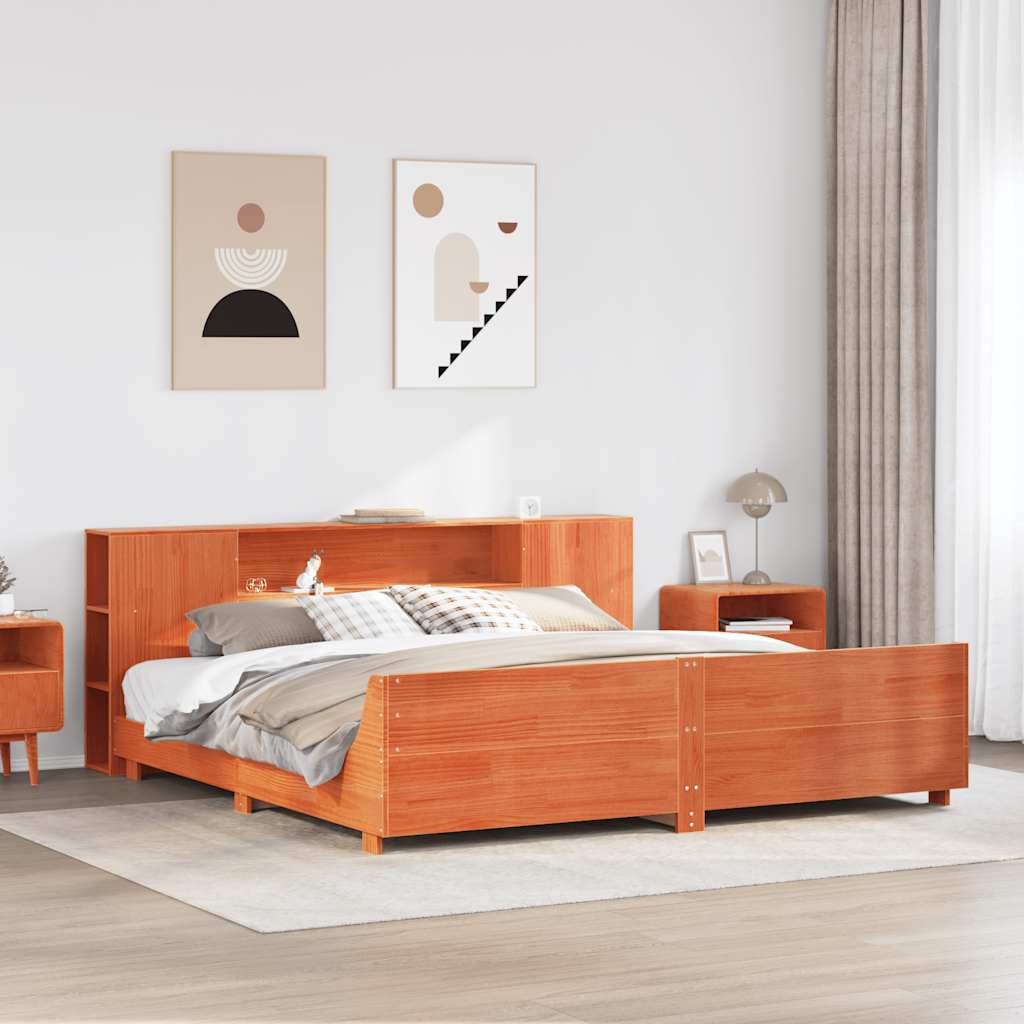 Bedframe zonder matras massief grenenhout wasbruin 200x200 cm is nu te koop bij PeponiXL, paradijselijk wonen!