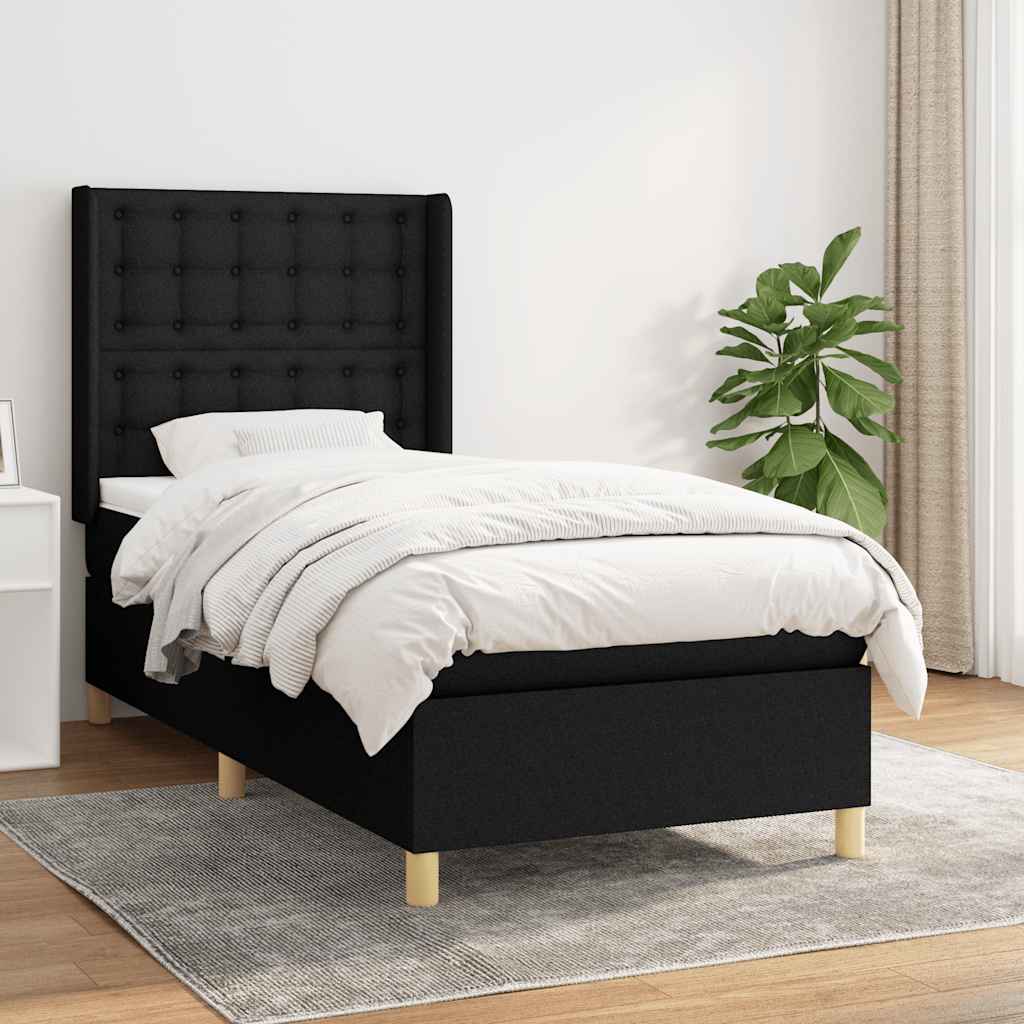 Boxspring met matras stof zwart 90x190 cm is nu te koop bij PeponiXL, paradijselijk wonen!