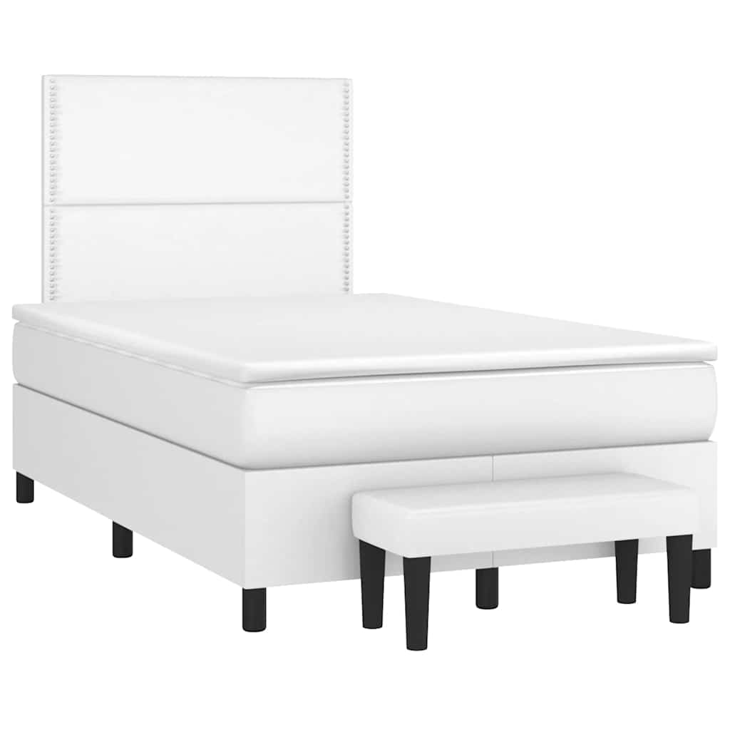 Boxspring met matras kunstleer wit 120x190 cm is nu te koop bij PeponiXL, paradijselijk wonen!