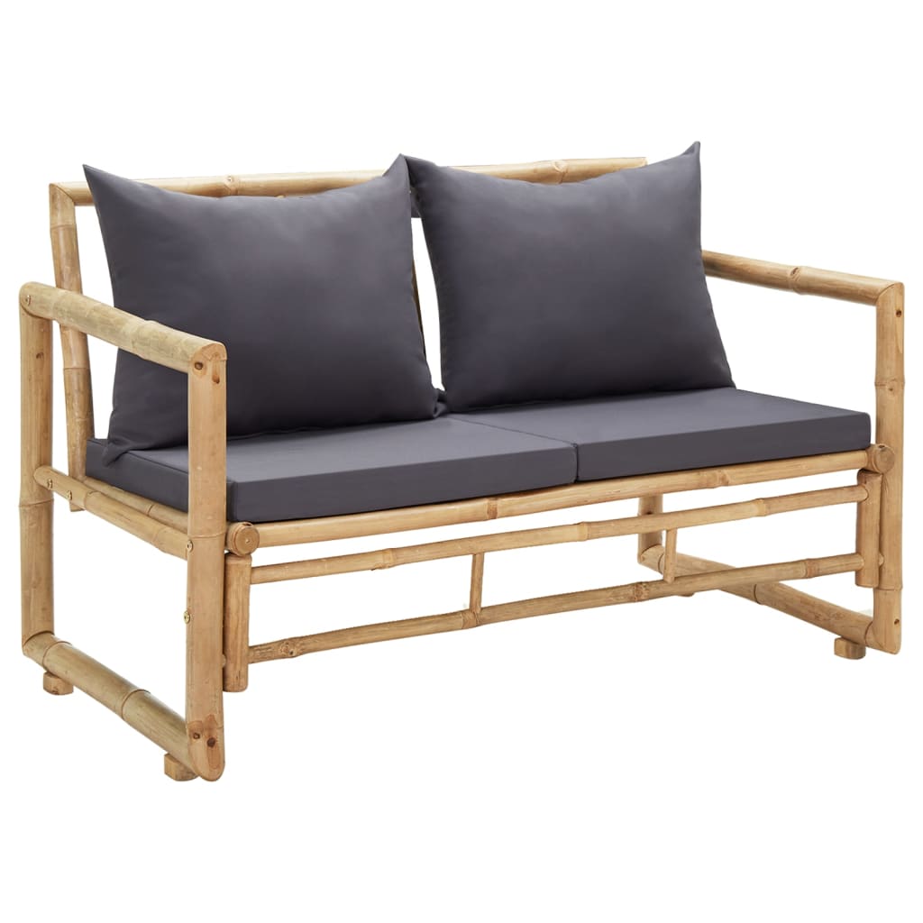 Tuinbank met kussens 115 cm bamboe is nu te koop bij PeponiXL, paradijselijk wonen!