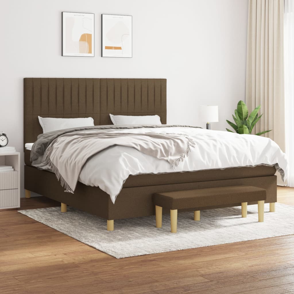 Boxspring met matras stof donkerbruin 160x200 cm is nu te koop bij PeponiXL, paradijselijk wonen!