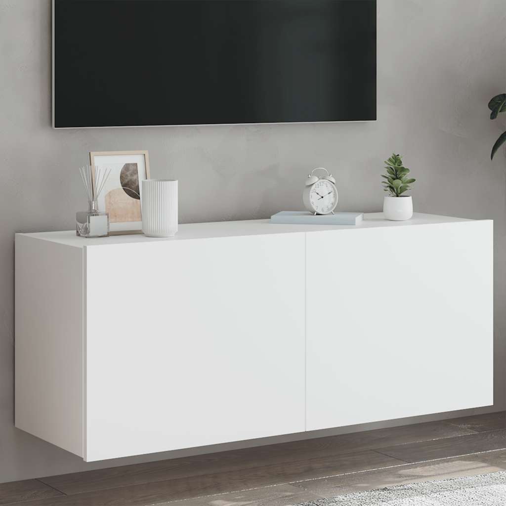 Tv-wandmeubel met LED-verlichting 100x35x41 cm wit is nu te koop bij PeponiXL, paradijselijk wonen!