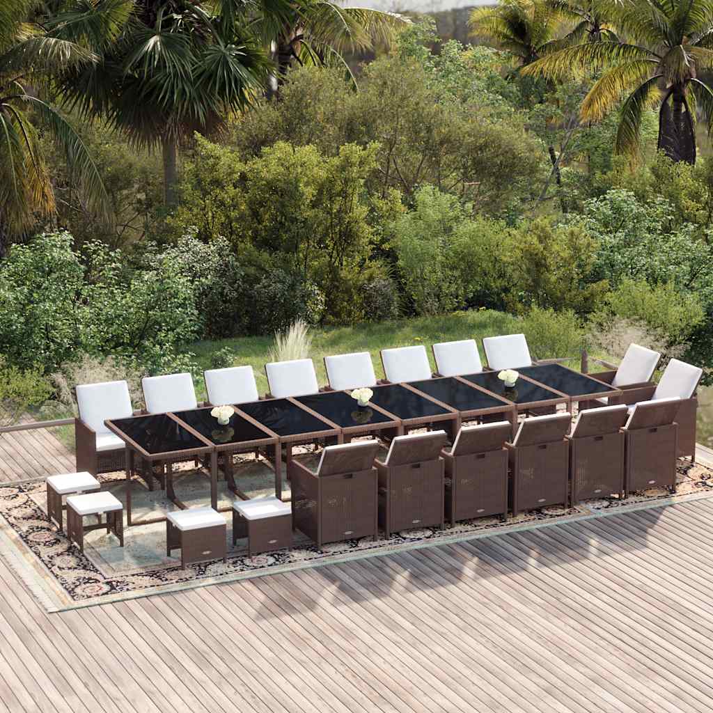 21-delige Tuinset met kussens poly rattan bruin is nu te koop bij PeponiXL, paradijselijk wonen!