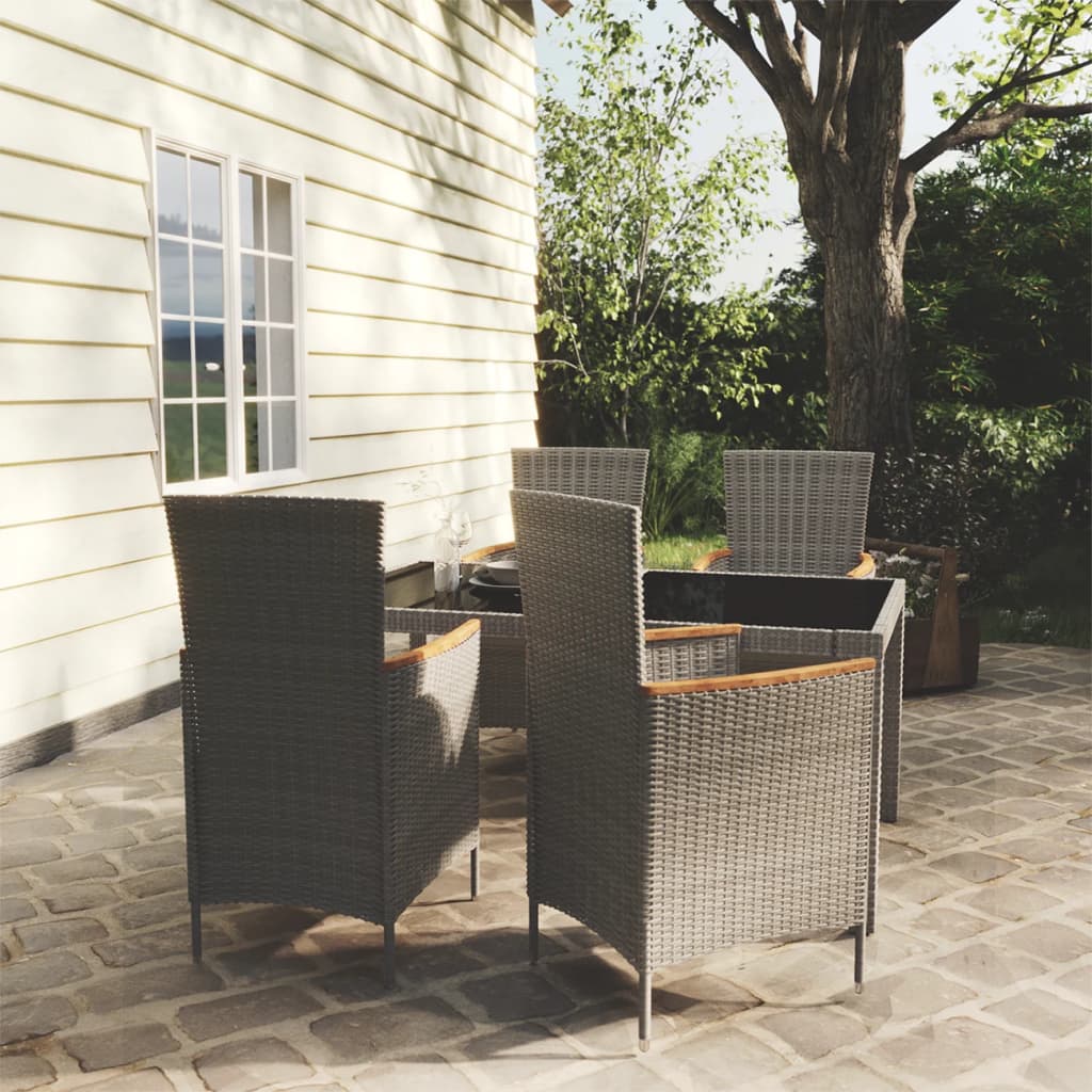 5-delige Tuinset met kussens poly rattan grijs is nu te koop bij PeponiXL, paradijselijk wonen!