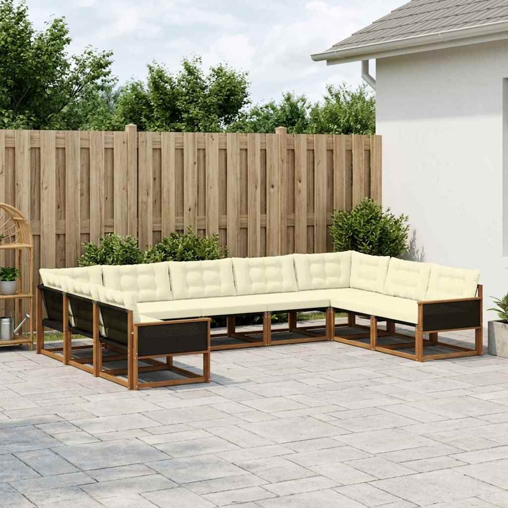 Buiten bankenset met kussen 9 pcs Natuurlijk en Crème is nu te koop bij PeponiXL, paradijselijk wonen!