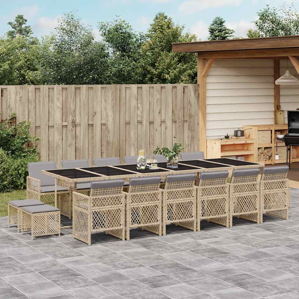 17-delige Tuinset met kussens poly rattan beige is nu te koop bij PeponiXL, paradijselijk wonen!