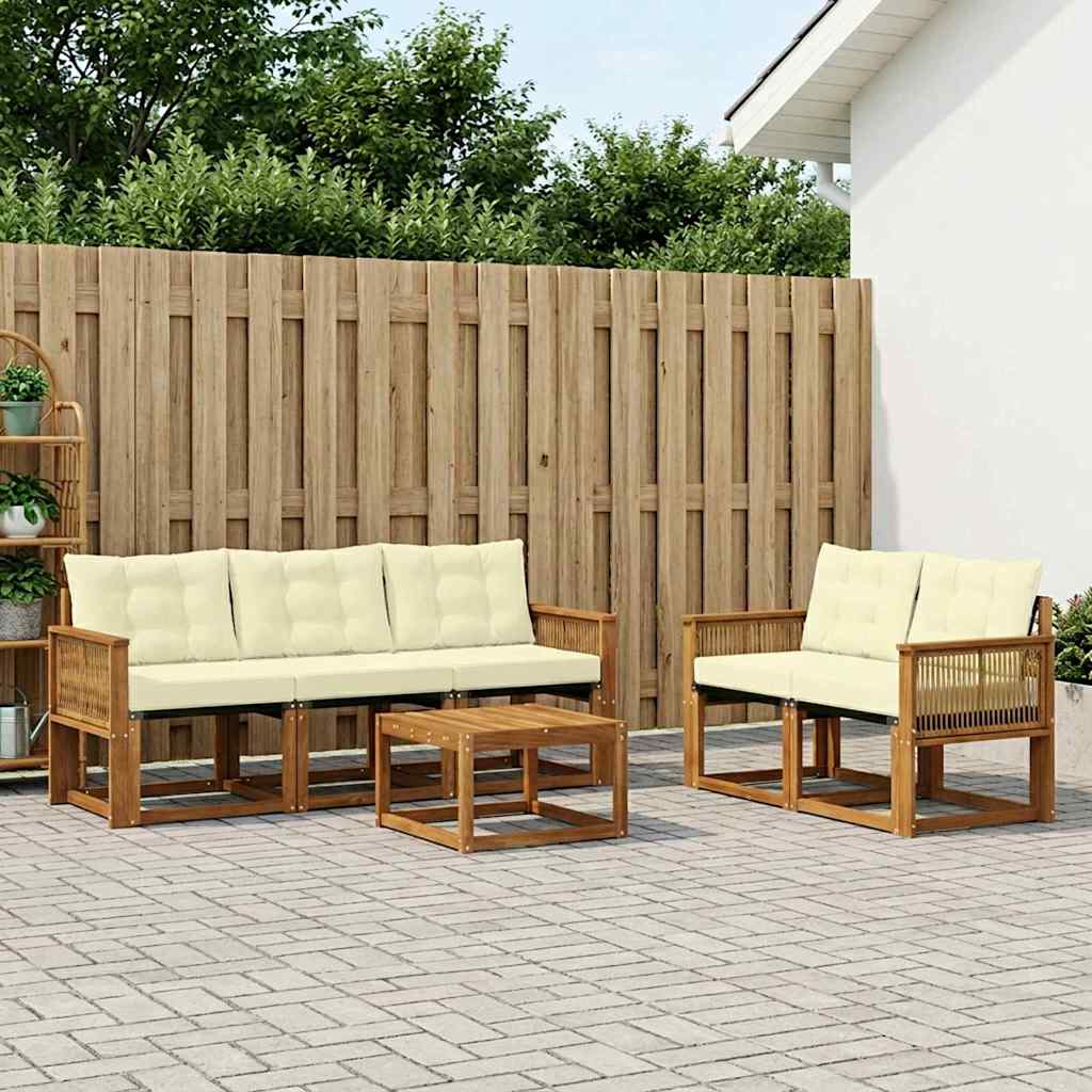 Buiten bankenset met kussen 6 pcs Natuurlijk en Crème is nu te koop bij PeponiXL, paradijselijk wonen!