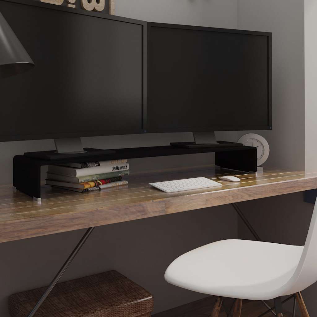 TV-meubel/monitorverhoger zwart 110x30x13 cm glas is nu te koop bij PeponiXL, paradijselijk wonen!