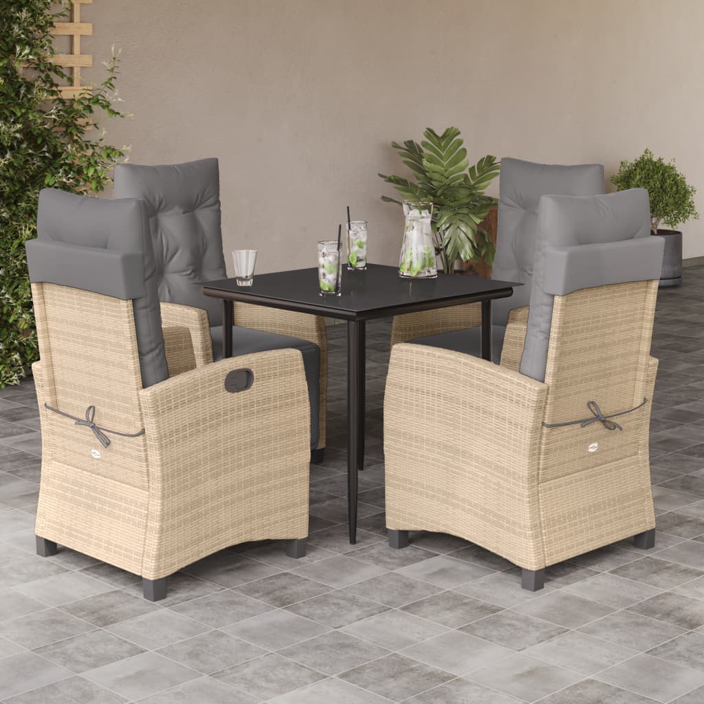 5-delige Tuinset met kussens poly rattan gemengd beige is nu te koop bij PeponiXL, paradijselijk wonen!