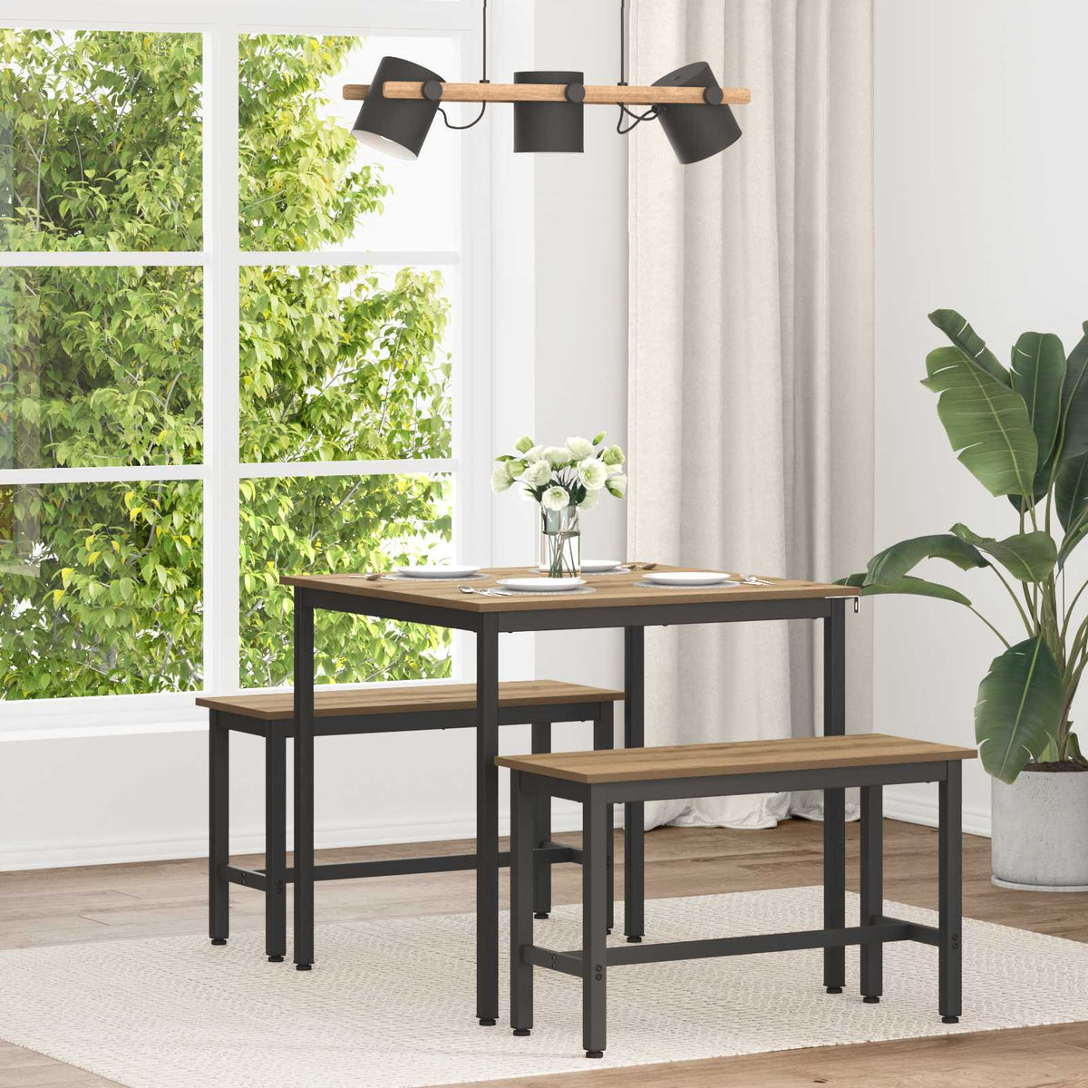 Eettafels 80 x 80 x 75 cm Bewerkt hout Artisanaal eiken is nu te koop bij PeponiXL, paradijselijk wonen!