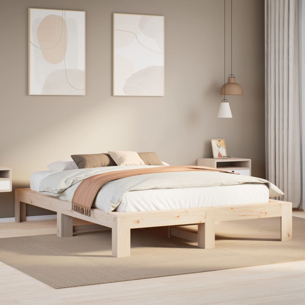 Bedframe zonder matras massief grenenhout 150x200 cm is nu te koop bij PeponiXL, paradijselijk wonen!