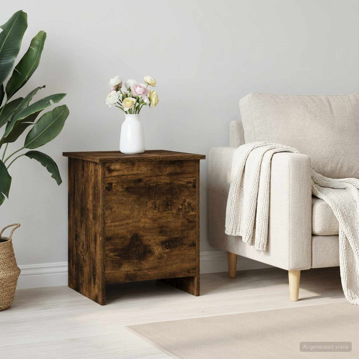 Opbergkist Gerookt eiken 40 x 40 x 50 cm Bewerkt hout is nu te koop bij PeponiXL, paradijselijk wonen!