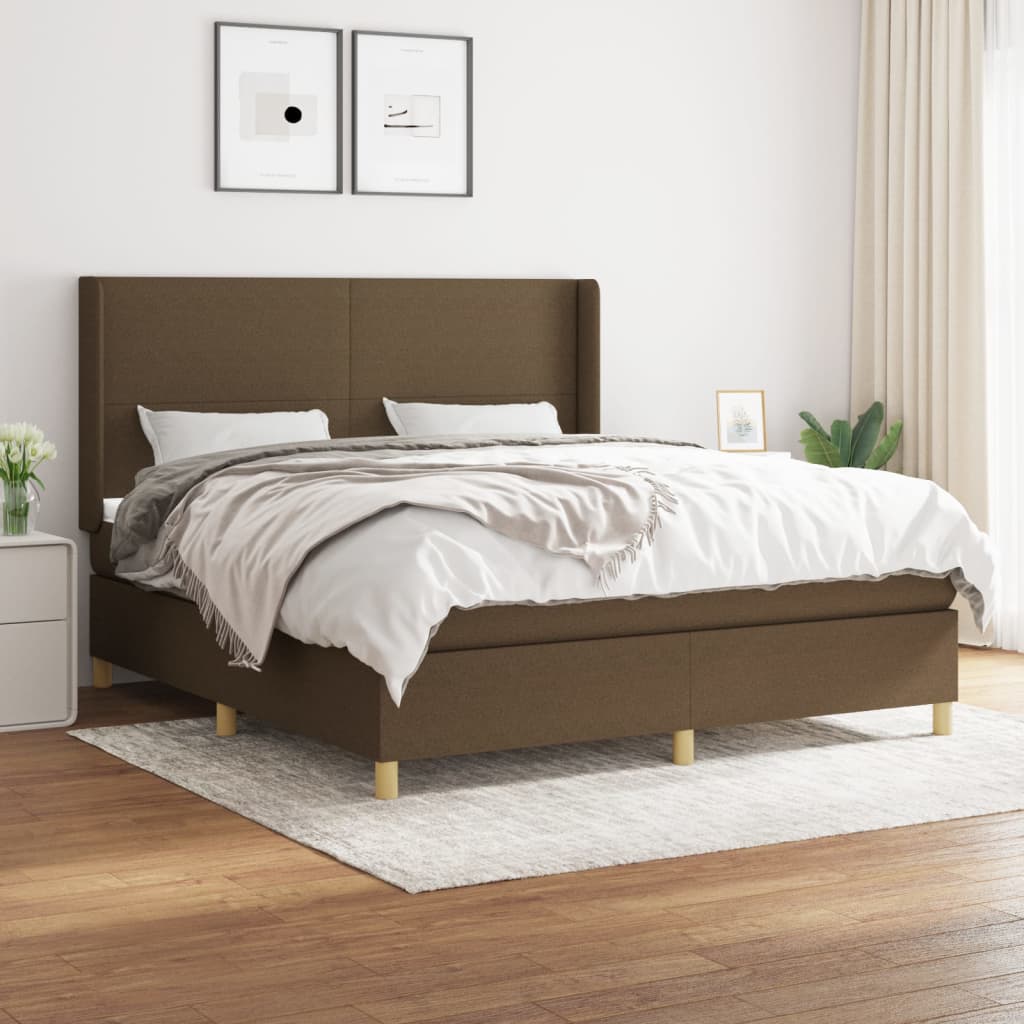 Boxspring met matras stof donkerbruin 160x200 cm is nu te koop bij PeponiXL, paradijselijk wonen!